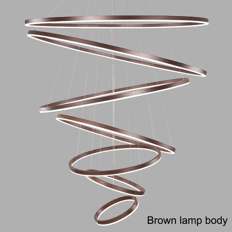 Modern LED Ring Pendant Lights Golden Creative Aluminum Circle Pendant Light for Living Room Restaurant Home Ring Lamp