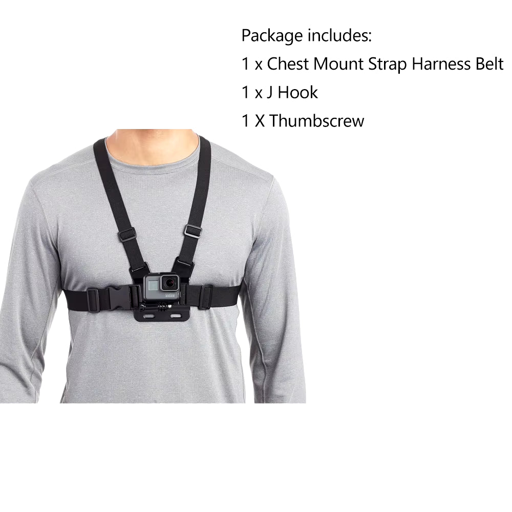 Chest Harness Mount Adjustable Chest Strap Belt with J Hook Compatible for Gopro Hero 12 11 10 9 Action Camera Accessories