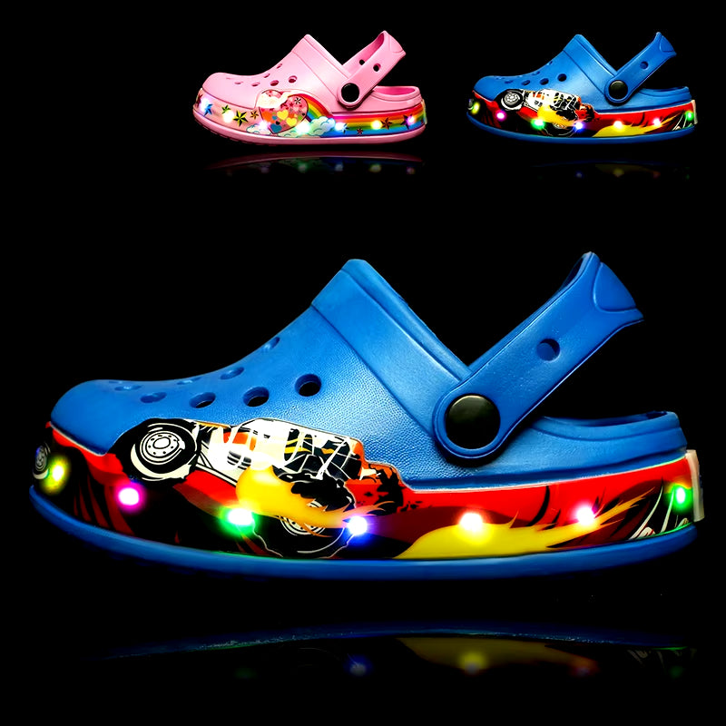 Summer Children Hole Sandals LED Lighted Flashing Light Shoes Boys Girls Beach Sandals Kids Breathable Fashion Sneakers