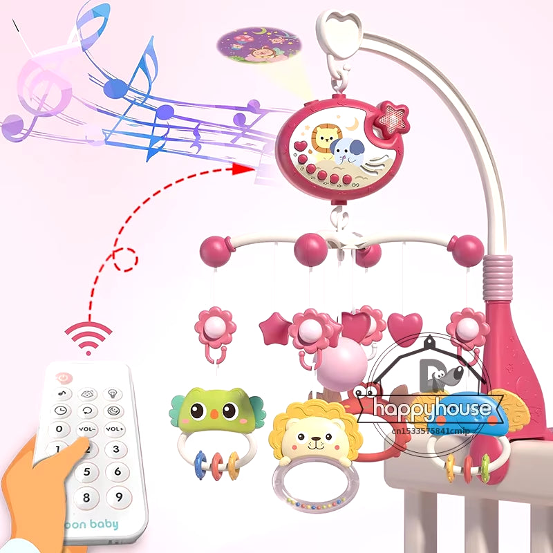 Baby Crib Mobile with Lights Music Projection for Infants 0-6 Months Remote Control Crib Toys for Newborn Baby Mobile for Crib