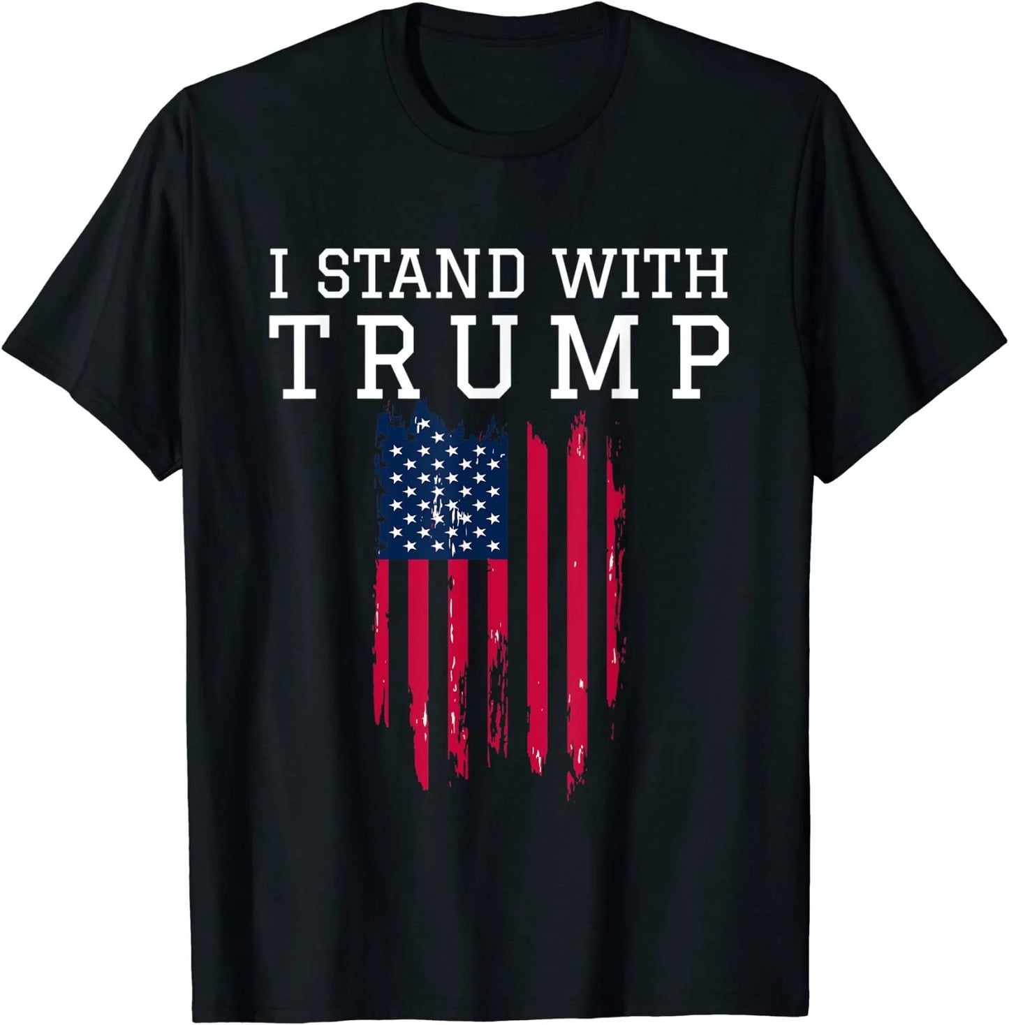 I Stand with Trump Pro Trump Supporter T-Shirt Casual Graphics Tops Summer Gift Tee Black 4X-Large