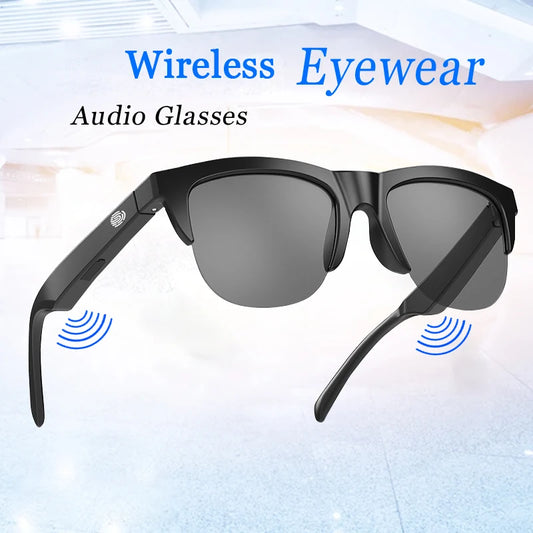 Smart Glasses Wireless Bluetooth Sunglasses Built-In Microphone Speakers Touch & Voice Assistant Compatible Glass for Men Women