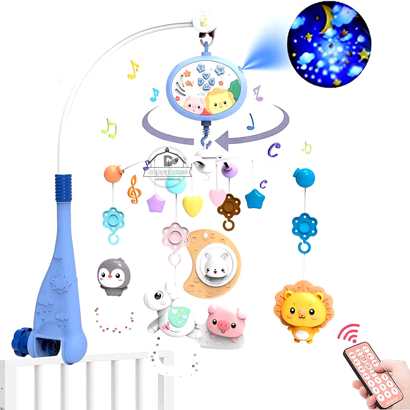 Baby Crib Mobile with Lights Music Projection for Infants 0-6 Months Remote Control Crib Toys for Newborn Baby Mobile for Crib