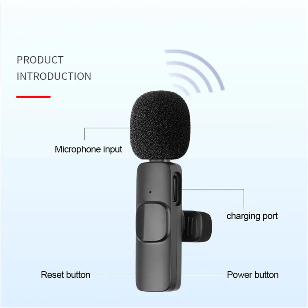 Lavalier Microphone Wireless Microphone Noise Cancelling Audio Video Recording Mini Mic for Iphone Android Live Broadcast Game