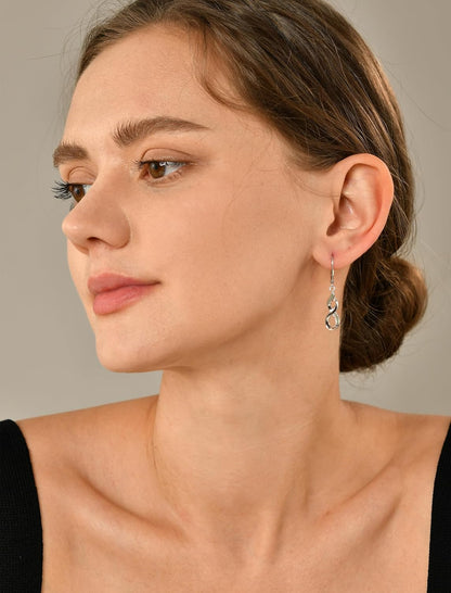 Dangle Drop Infinity Earrings 925 Sterling Silver Leverback Earrings 18K White Gold Jewelry for Women