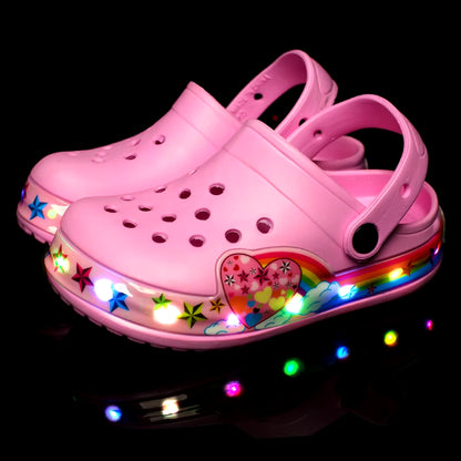 Summer Children Hole Sandals LED Lighted Flashing Light Shoes Boys Girls Beach Sandals Kids Breathable Fashion Sneakers