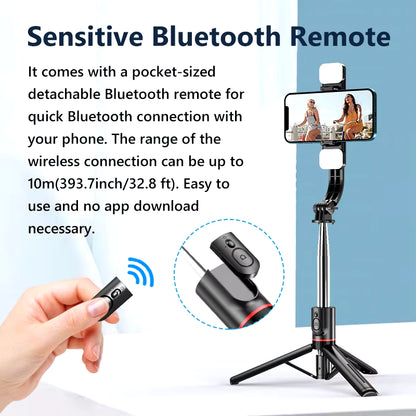L13D Selfie Stick 1160Mm with Wireless Bluetooth Double Fill Light Extended Tripod with Remote Shutter for Android IOS Cellphone