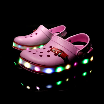 Summer Children Hole Sandals LED Lighted Flashing Light Shoes Boys Girls Beach Sandals Kids Breathable Fashion Sneakers