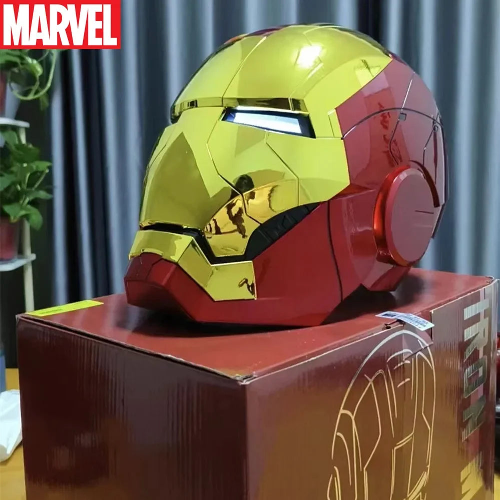 Marvel New Iron Man 1:1 Mk5 Helmet Voice Control Eyes With Light Model Toys For Adult Electric Technology Wearable Xmas Gift