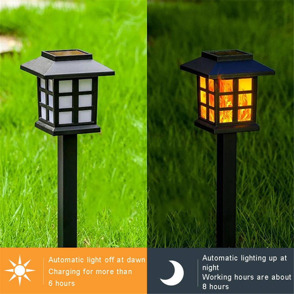 2/4 pcs 10LEDS Solar Flame Torch Light Flickering Light Waterproof Garden Decoration Outdoor Lawn Path Yard Patio Floor Lamp