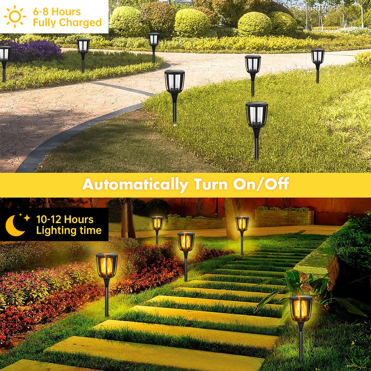 Solar Outdoor Lights Solar Torch Lights with Flickering Flame Waterproof Solar Powered Pathway Lights Landscape Decorative Light