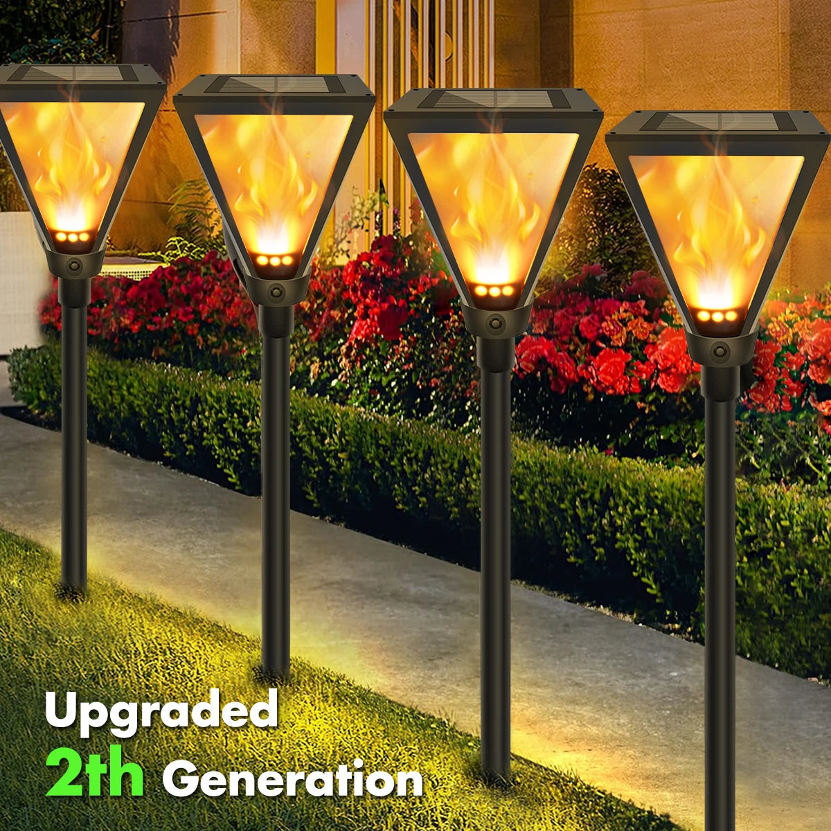 Solar Outdoor Lights Solar Torch Lights with Flickering Flame Waterproof Solar Powered Pathway Lights Landscape Decorative Light