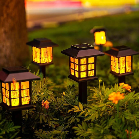 2/4 pcs 10LEDS Solar Flame Torch Light Flickering Light Waterproof Garden Decoration Outdoor Lawn Path Yard Patio Floor Lamp