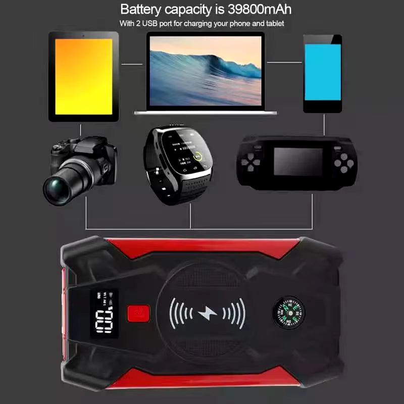 39800Mah Car Battery Charger 1200A LED Display Power Bank Jump Starter 12V Car Battery Booster Jumper for Sedan Truck RV