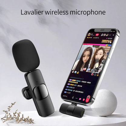 Lavalier Microphone Wireless Microphone Noise Cancelling Audio Video Recording Mini Mic for Iphone Android Live Broadcast Game