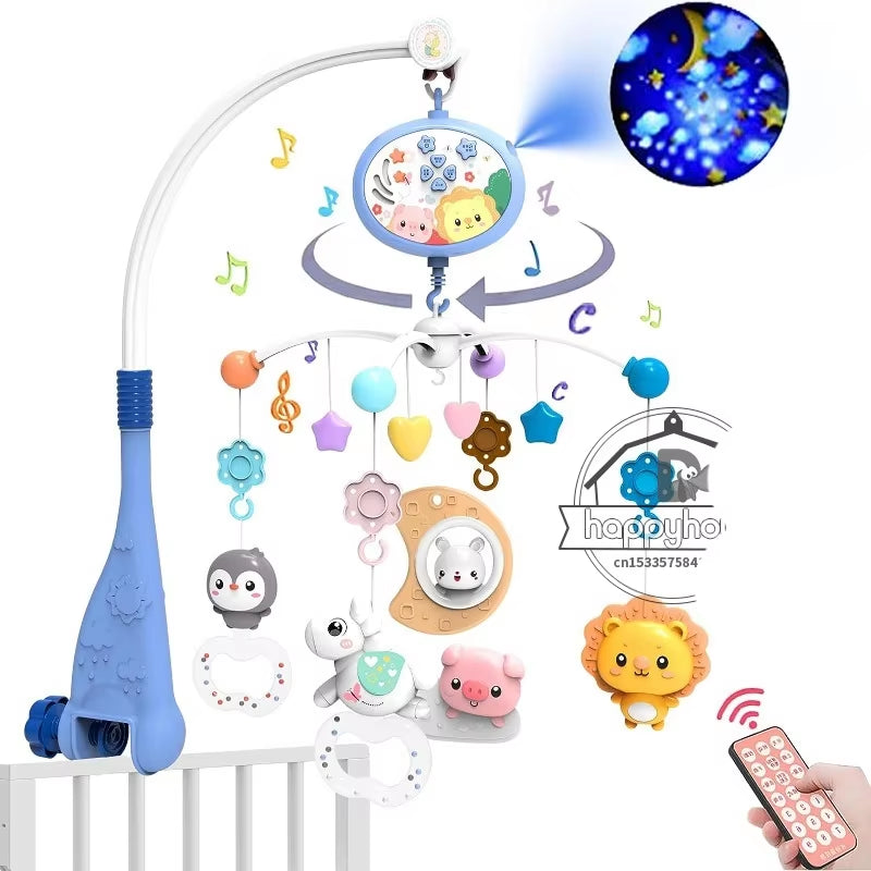 Baby Crib Mobile with Lights Music Projection for Infants 0-6 Months Remote Control Crib Toys for Newborn Baby Mobile for Crib