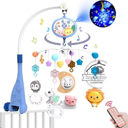 Baby Crib Mobile with Lights Music Projection for Infants 0-6 Months Remote Control Crib Toys for Newborn Baby Mobile for Crib