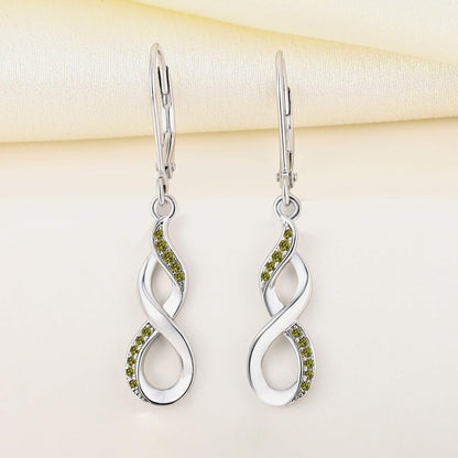Dangle Drop Infinity Earrings 925 Sterling Silver Leverback Earrings 18K White Gold Jewelry for Women