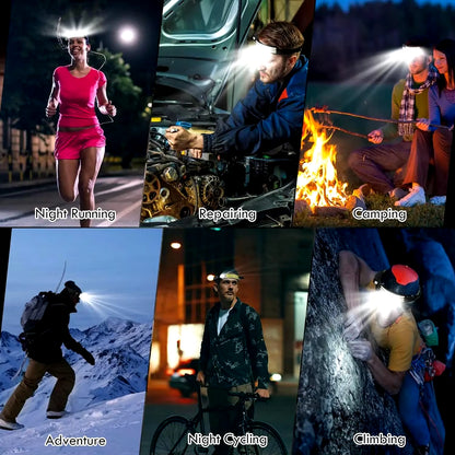 COB LED Headlamp Induction Head Lamp Builtin Battery USB Rechargeable Head Flashlight Outdoor Camping Fishing Sensor Headlight