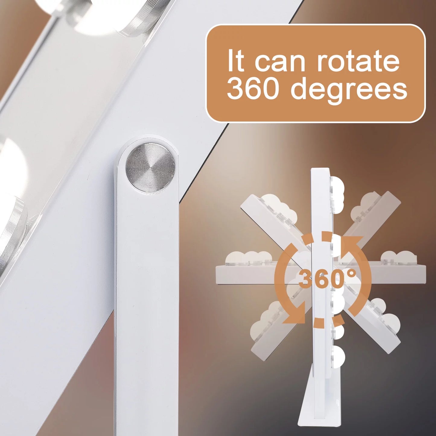 Hollywood Vanity Makeup Mirror with Lights Bluetooth Wireless Charging Tabletop Metal White