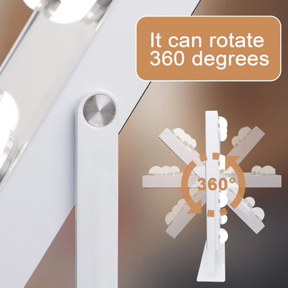 Hollywood Vanity Makeup Mirror with Lights Bluetooth Wireless Charging Tabletop Metal White