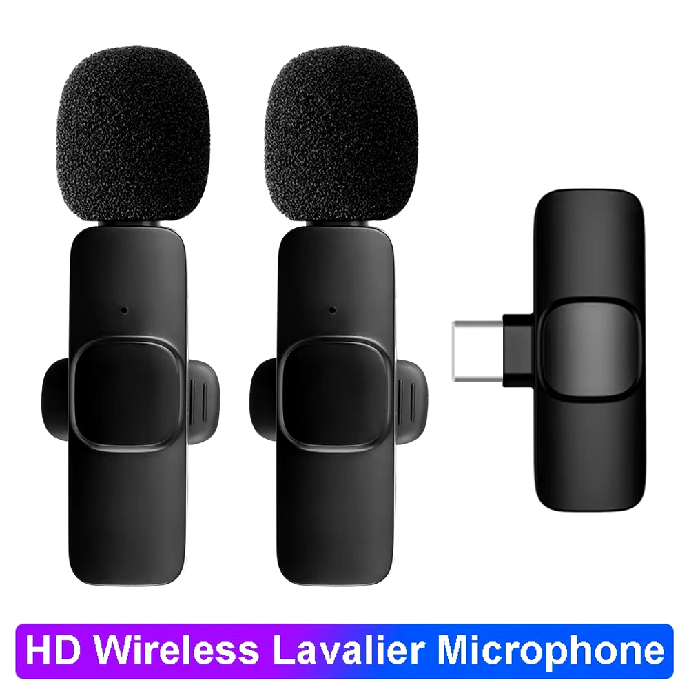 Lavalier Microphone Wireless Microphone Noise Cancelling Audio Video Recording Mini Mic for Iphone Android Live Broadcast Game
